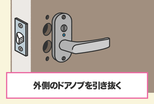 3.外側のドアノブを外す。