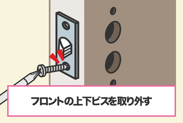 6.ドア側面のフロントのビスをゆるめる。