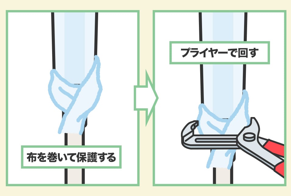 プライヤーを使った外し方