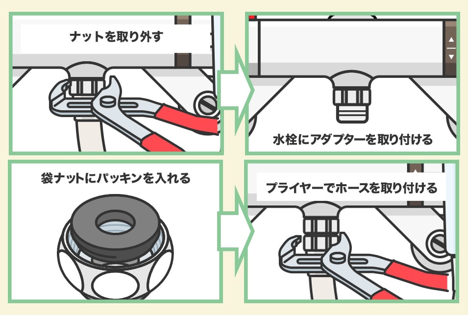 違うメーカーの一体型シャワーヘッドへ交換する方法