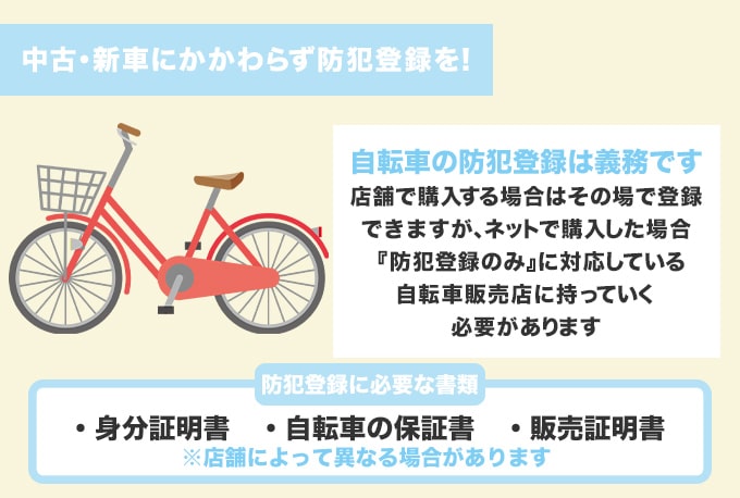 自転車を購入したら必ず防犯登録を!