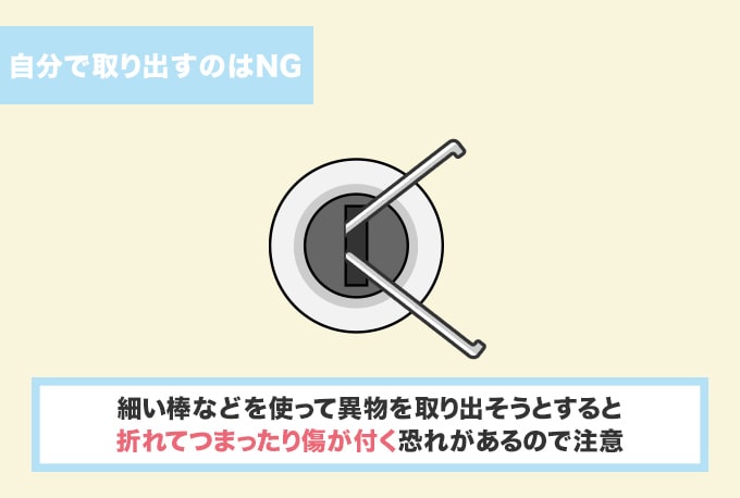 異物が詰められているときに自分で取り出そうとしない