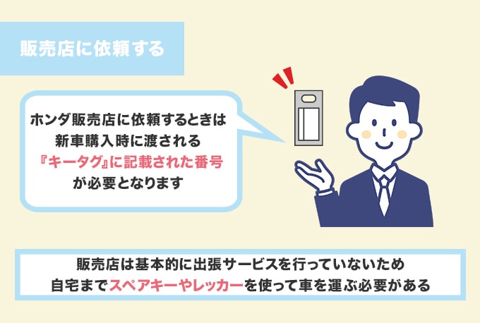 ホンダの鍵を失くしたときに販売店に依頼する