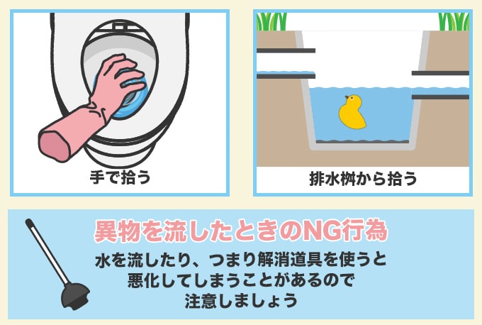 トイレに流れない異物がつまっているとき