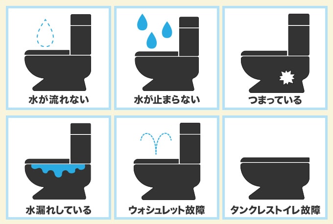 トイレのよくある故障症状一覧