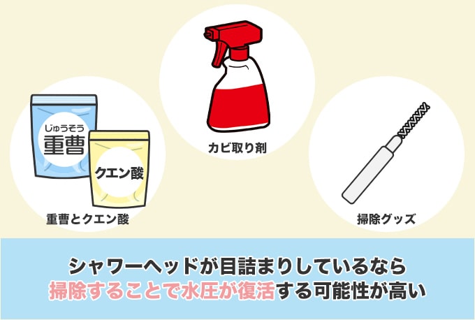 シャワーヘッドの掃除を行う
