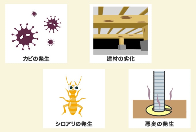 排水管からの水漏れを放置すると起こりうる床下の被害