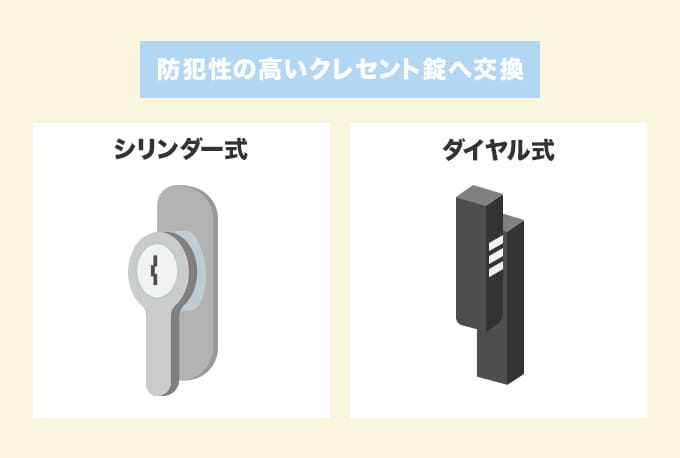 防犯性の高いクレセント錠へ交換する
