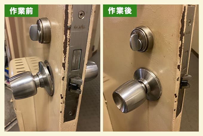 外れかけているドアノブの修理