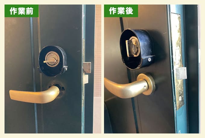 経年により外れたドアノブの修理