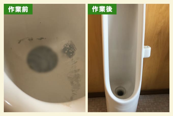 尿石による男性用小便器のつまり除去