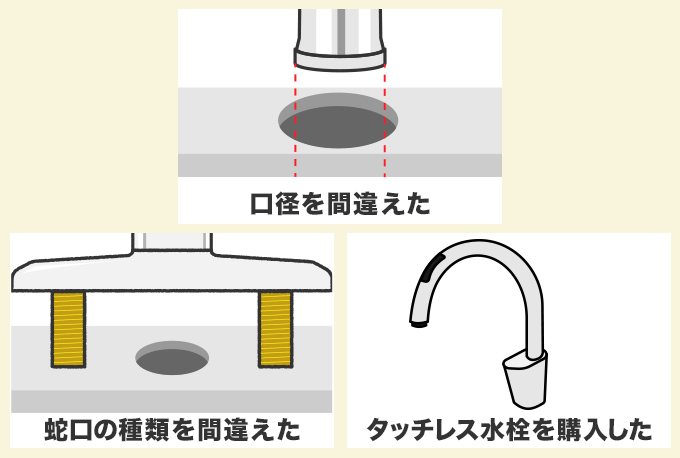 購入した水栓・蛇口が物理的に取り付けられない失敗例