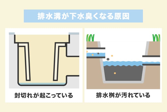 排水溝が下水臭くなるのは封水切れか排水桝の掃除不足