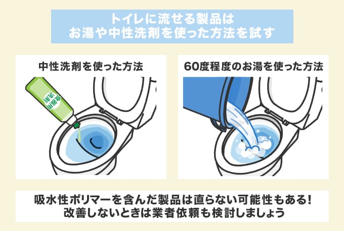 トイレに流せる製品を放置せずに解消する方法