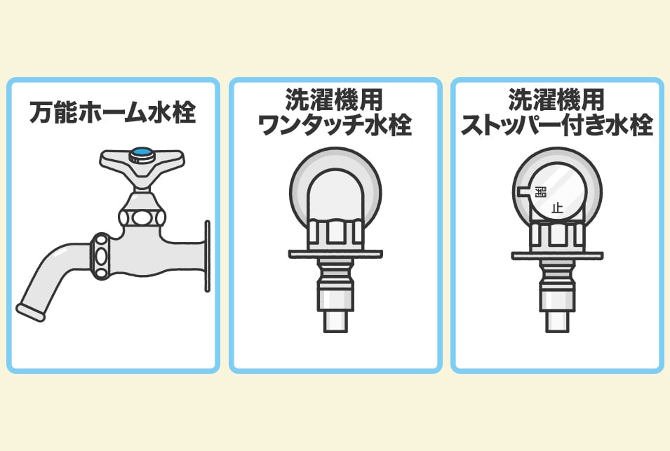 洗濯機蛇口3種類一覧