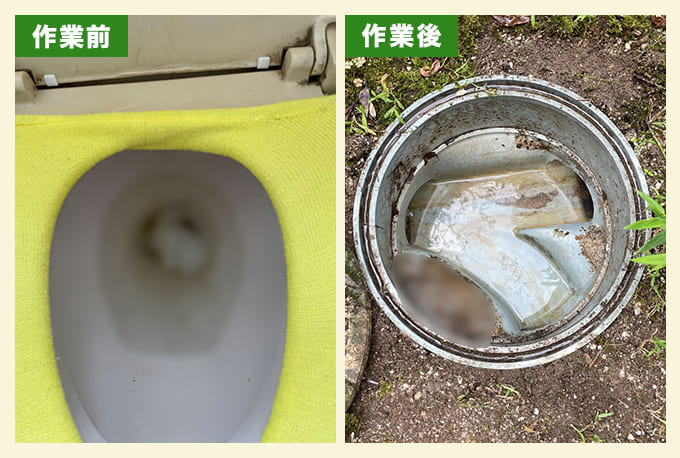 メンテナンス不足によるトイレのつまり除去