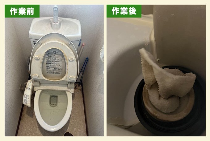 トイレにつまった布の除去